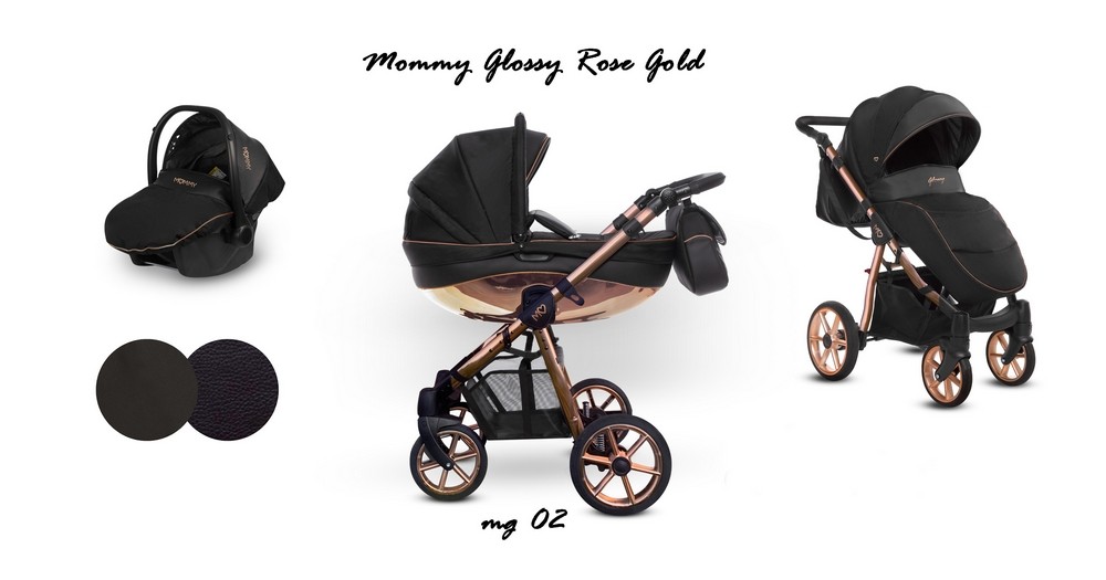 Poussette 3 en 1 Mommy - Nacelle - Coque Glossy White - Châssis Rose Gold -  Trippy - Cabriole bébé