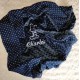 Tissu minky navy, broderie blanche, motif 113