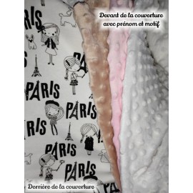 Couverture doublée avec prénom et motif (doublure Paris) 