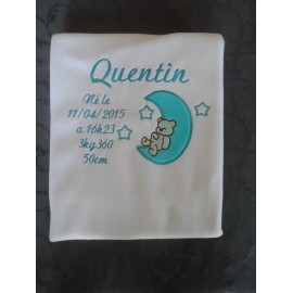 Blanc, broderie turquoise, motif 4