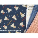 Couverture doublée avec prénom et motif (doublure oursons)