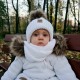 Ensemble bonnet pompon et snood blanc