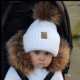 Ensemble bonnet pompon et snood blanc