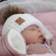 Ensemble bonnet pompon et snood blanc