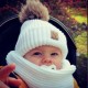 Ensemble bonnet pompon et snood blanc