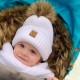 Ensemble bonnet pompon et snood blanc