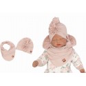 Ensemble turban et foulard rose poudré