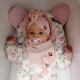 Ensemble turban et foulard rose poudré