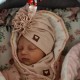 Ensemble turban et foulard rose poudré