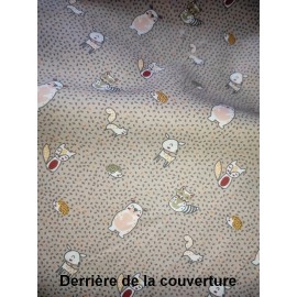 Couverture doublée avec prénom et motif (doublure animaux beige)