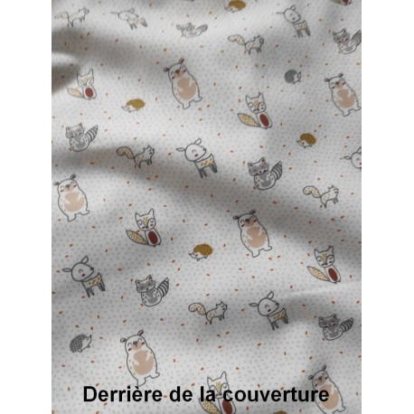 Couverture doublée avec prénom et motif (doublure blanche animaux)