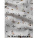 Couverture doublée avec prénom et motif (doublure blanche animaux)