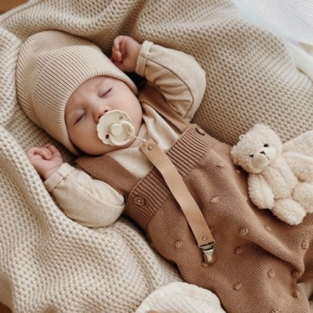 Couverture tricot beige
