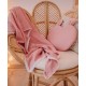 Ensemble oreiller et couverture en gaze de coton rose et dentelle