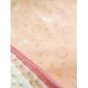 Couverture doublée avec prénom et motif (rose nuages)