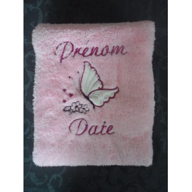 Couverture microfibre avec prénom, motif et date