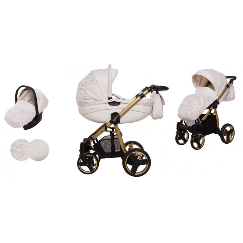 Poussette 3 en 1 Mommy - Nacelle - Coque Glossy White - Châssis Gold -  Trippy - Cabriole bébé