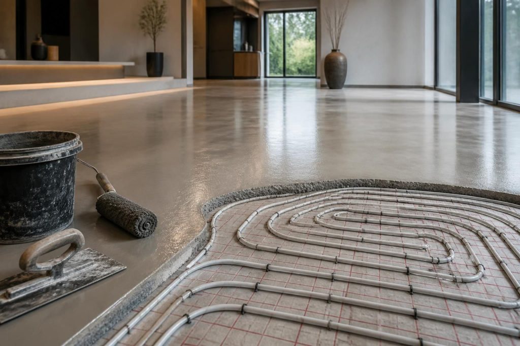 découvrez la compatibilité du béton ciré avec le chauffage au sol et nos conseils pratiques pour une application réussie et durable.