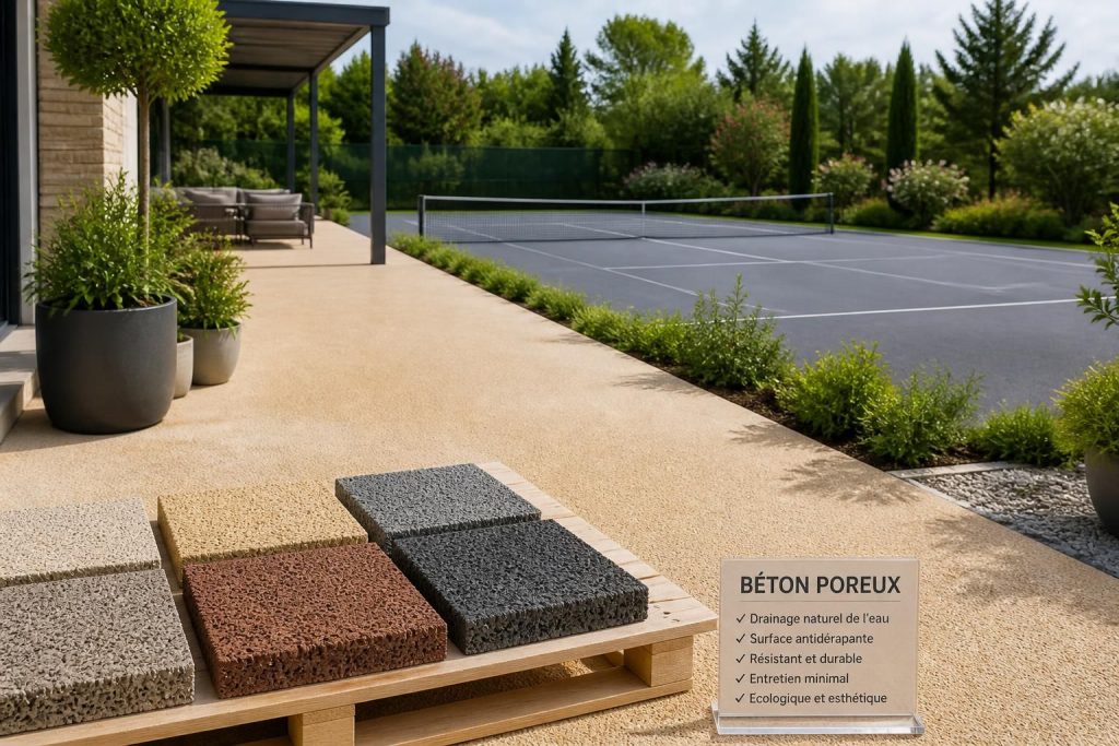 découvrez tout sur le béton poreux pour terrasse et terrain de tennis : ses prix, ses différentes couleurs et ses caractéristiques techniques pour un aménagement durable et esthétique.