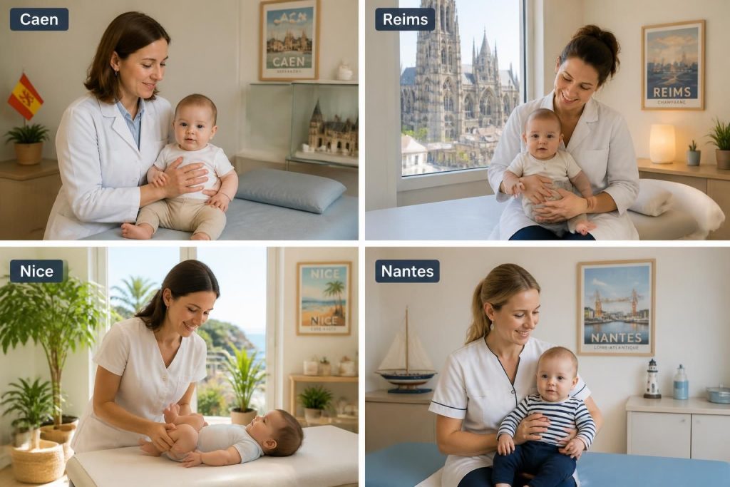 trouvez un spécialiste du sommeil pour bébé à caen, reims, nice et nantes. conseils personnalisés pour des nuits paisibles et un bébé bien reposé.